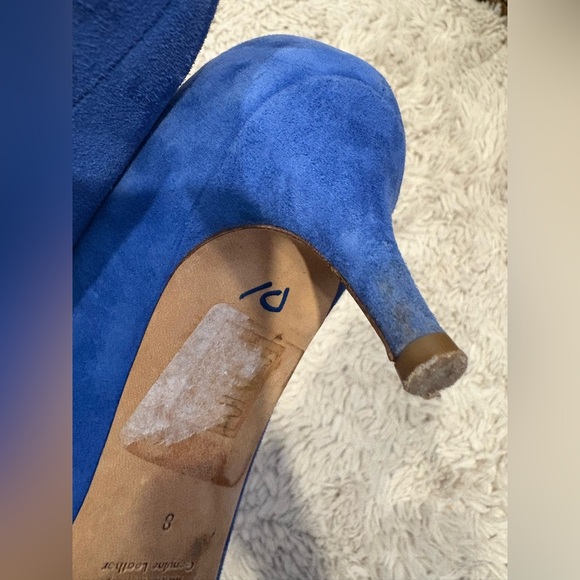 J Crew COLLECTION Dulci Suede Kitten Heels Women’s Size 8 Jeweled Blue Italy - Picture 10 of 16